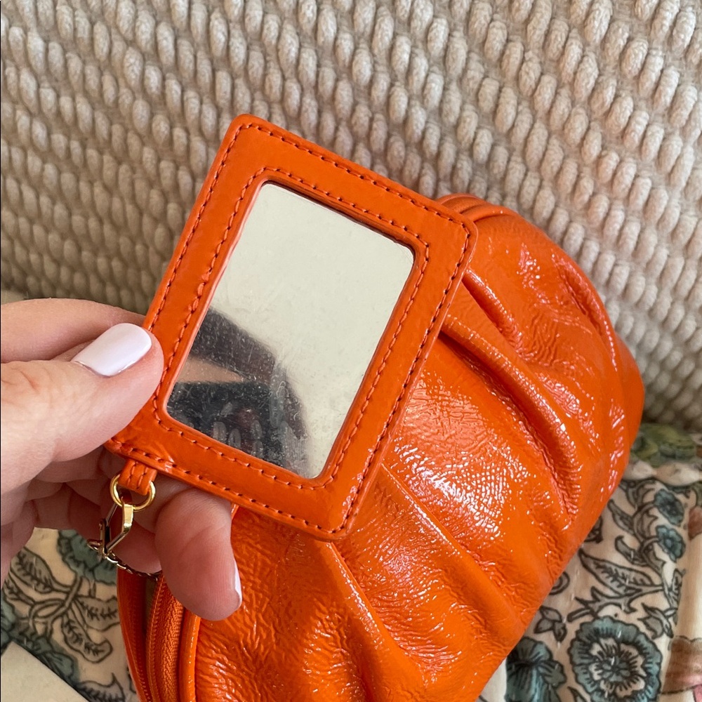 NWT $65 HOBO International Vibrant Patent Orange Clutch Makeup Accessories - Picture 12 of 16